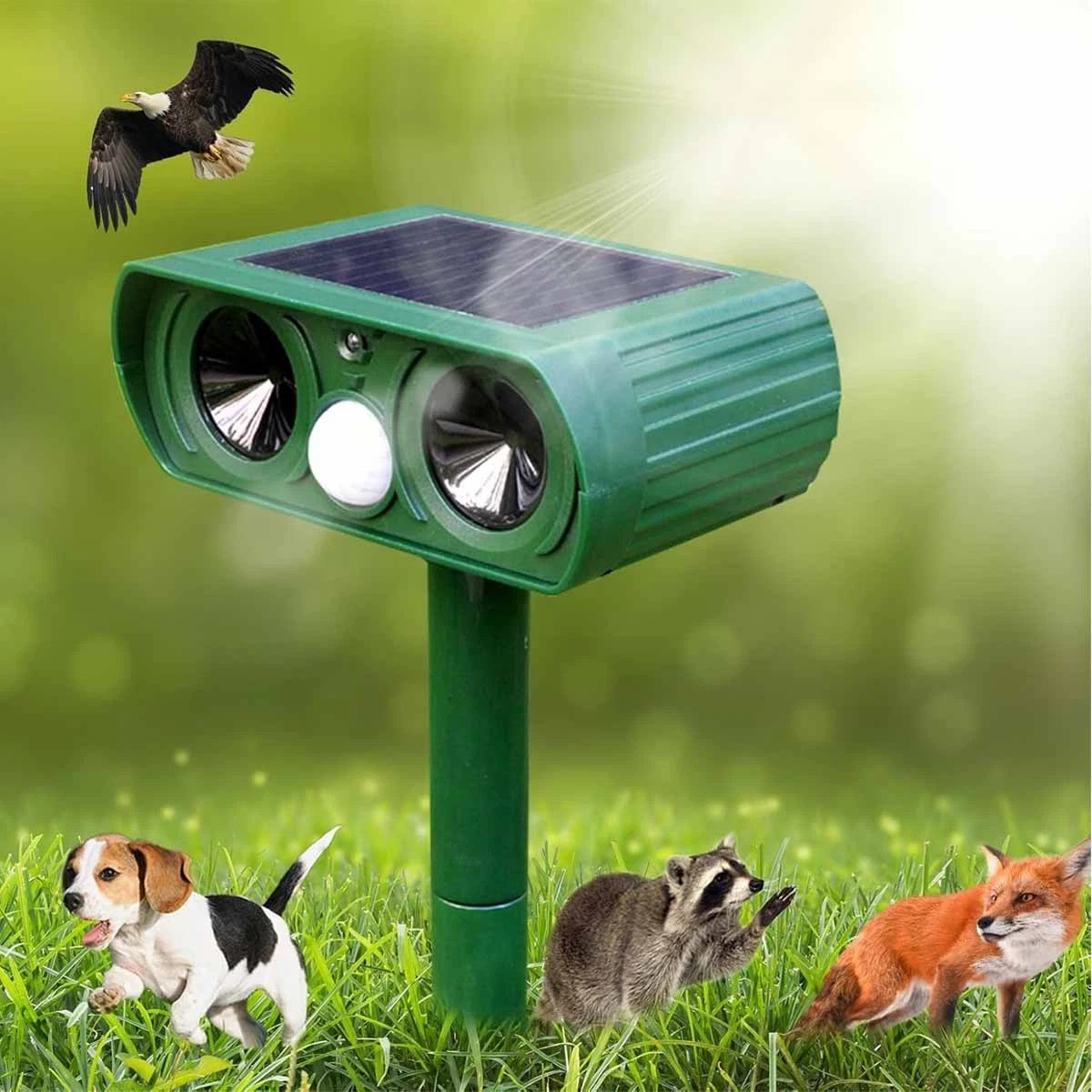 4/6 Pack Solar Ultrasonic Animal Repellent Dog Skunk Deer Raccoon For Garden US