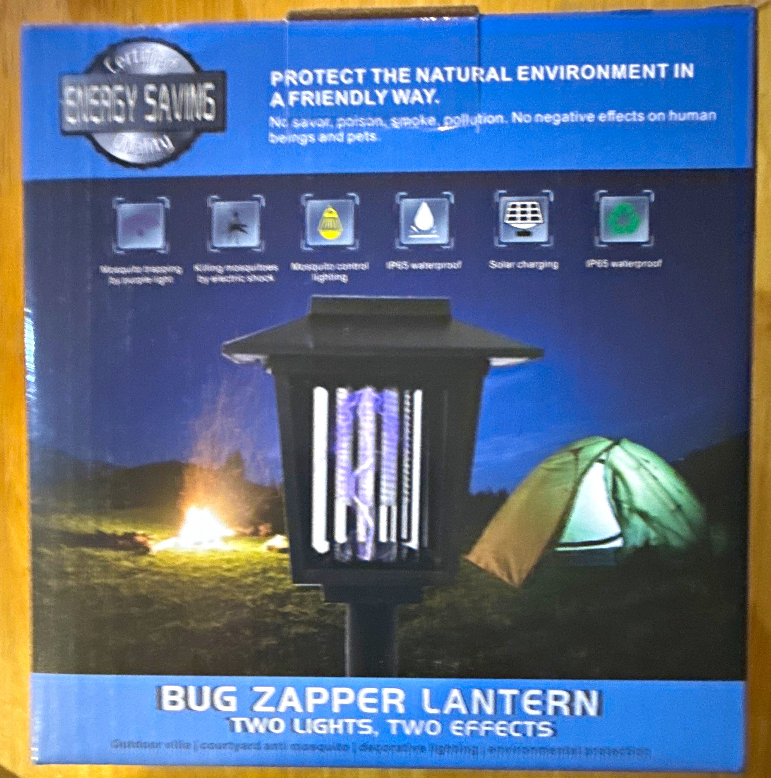 Solar Charging Waterproof Bug Zapper Lantern, Mosquito, Black Plastic, 1 Pack