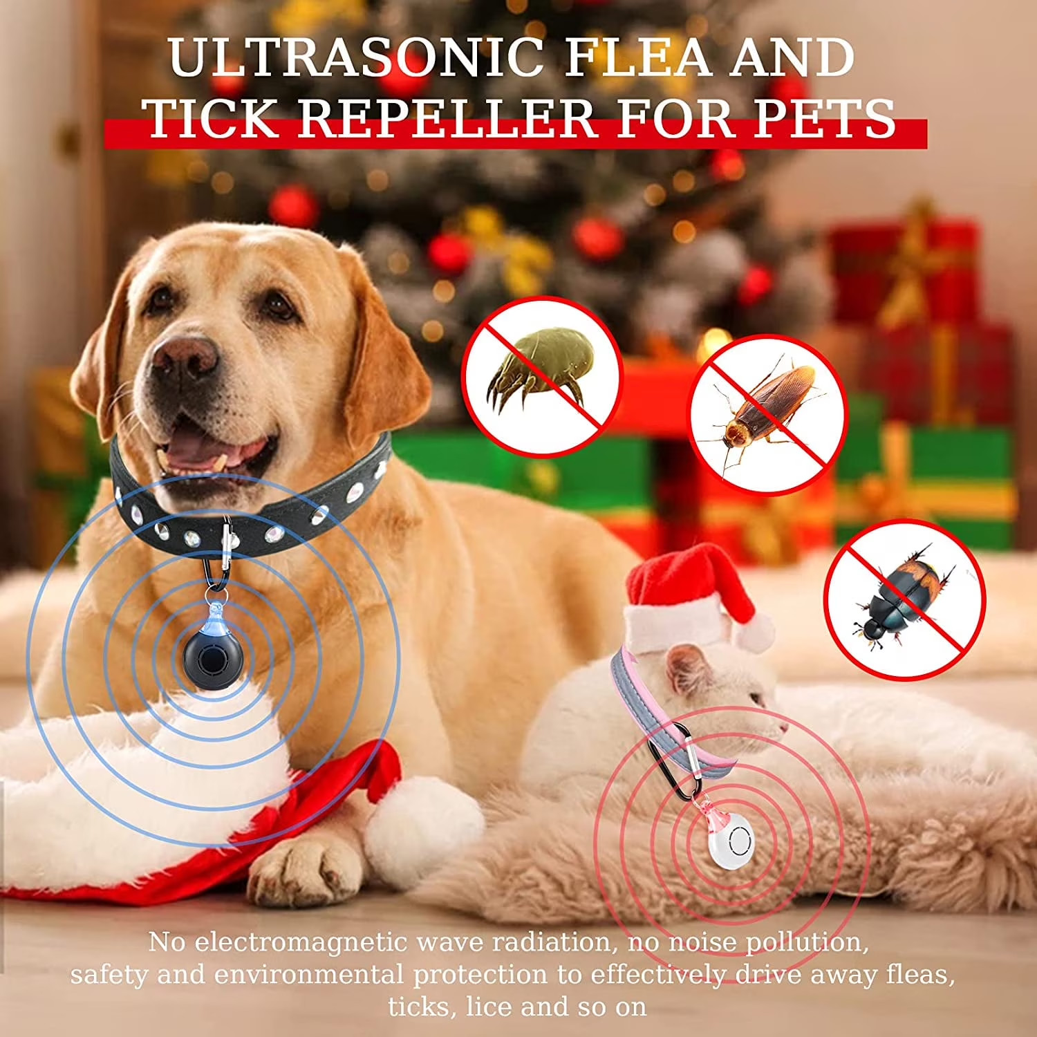 4xAnti Bug Insect Repellent Ultrasonic Pest Flea Tick Repeller for Pets Supplies