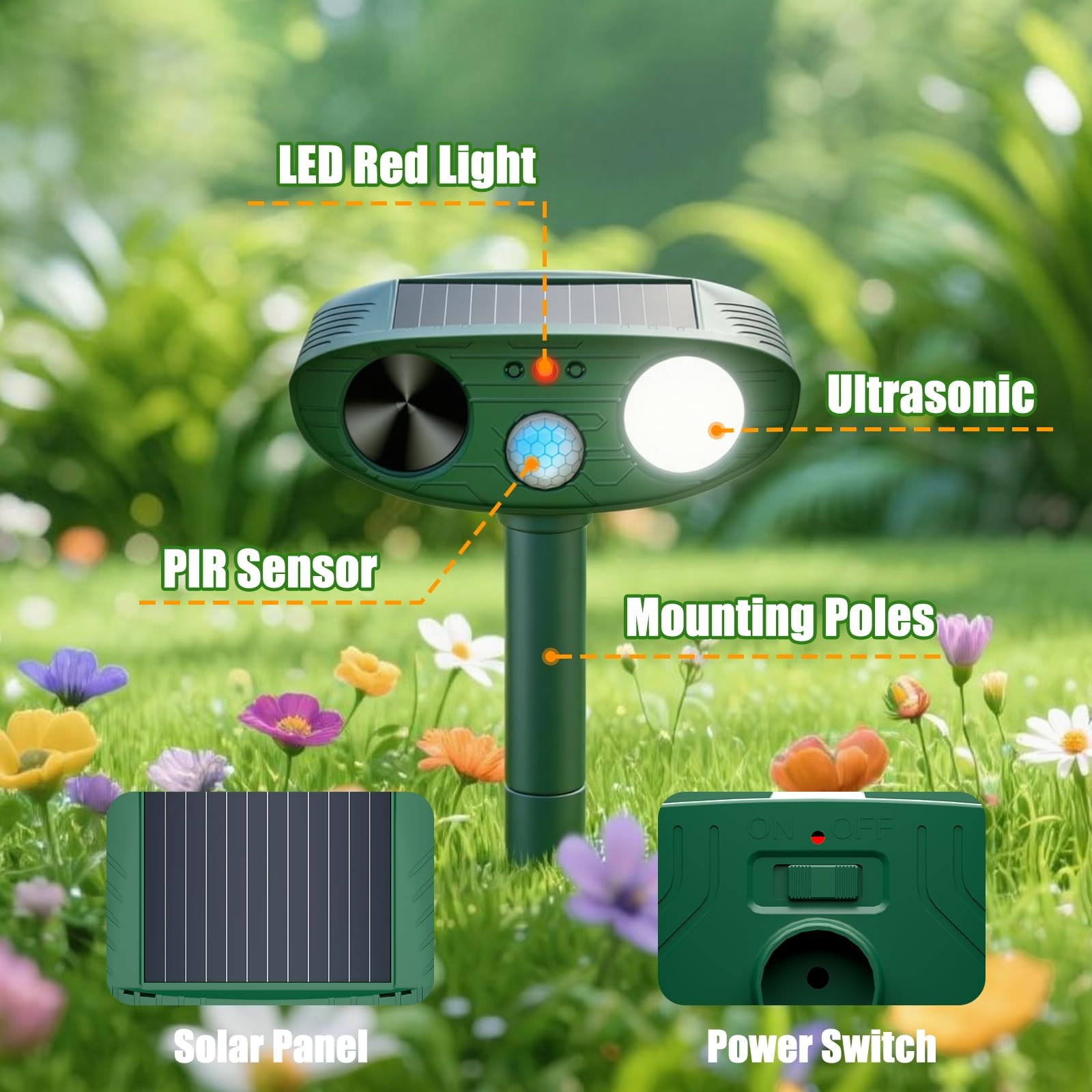 2026 Upgraded Ultrasonic Solar Animal Repellent Outdoor, Deer Repellent Devic…