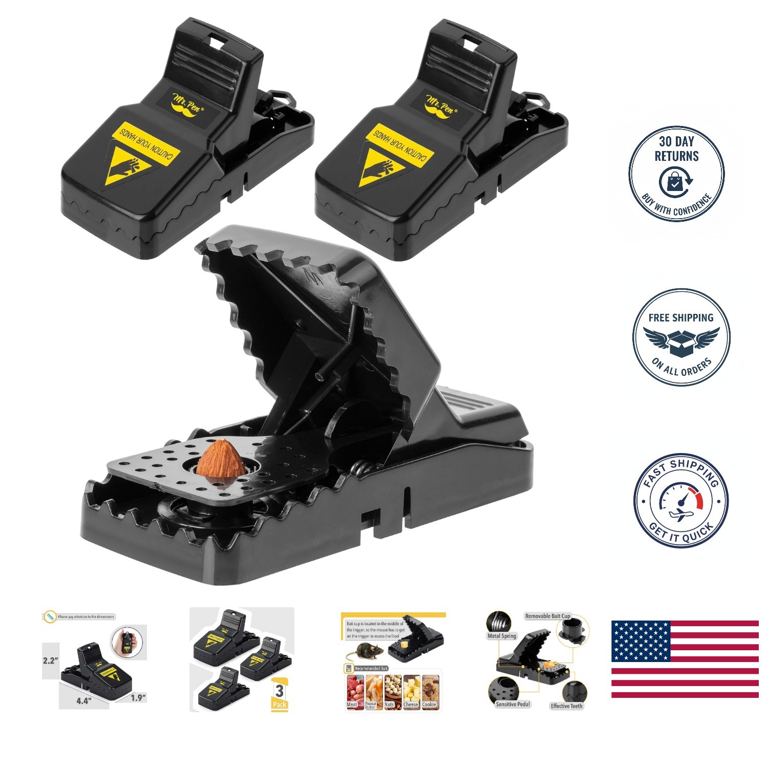 Sensitive Trigger Mouse Traps – Modern, Reusable, 3 Pack for Home & Garden