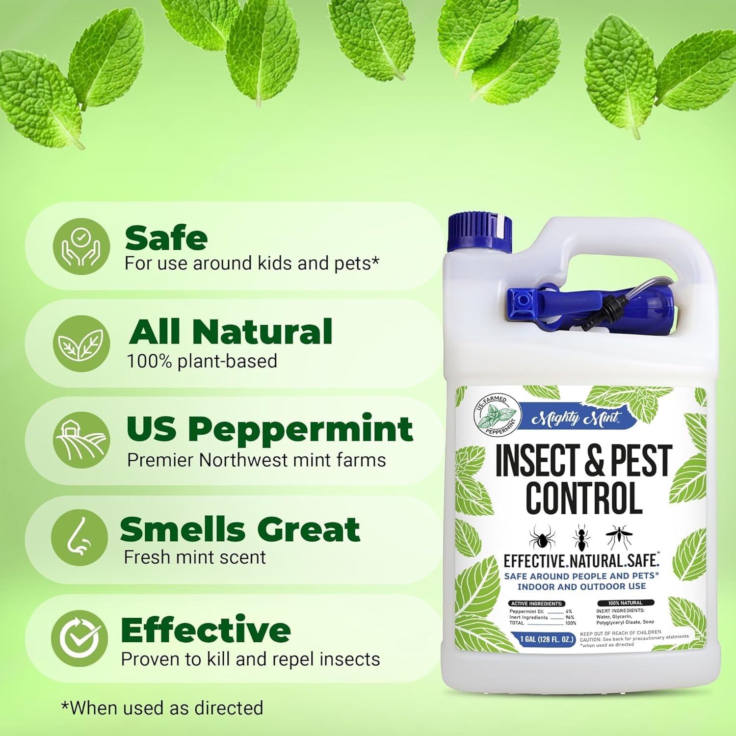 Mighty Mint – 128oz Spider Repellent Peppermint Oil – Natural Spray for Spiders