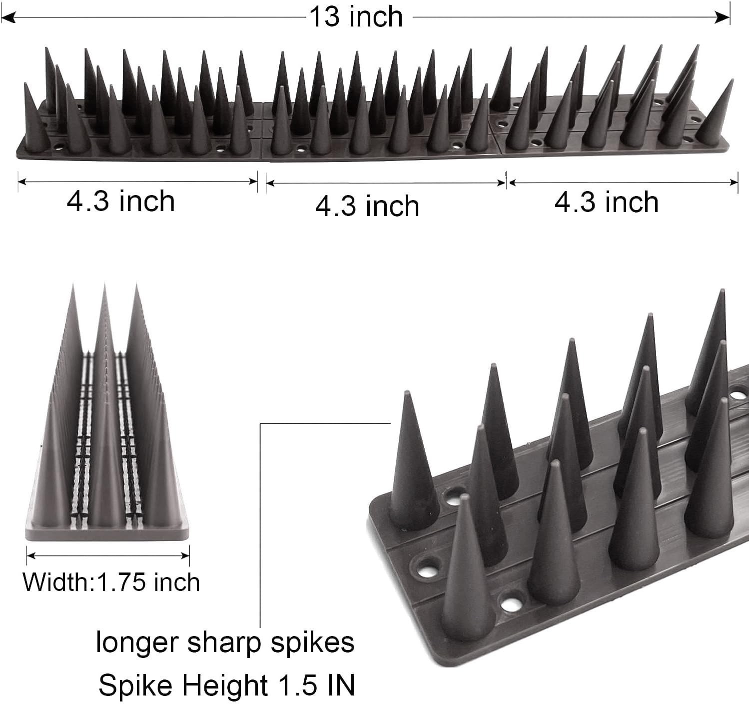 20Pcs Bird Spikes Pigeon Deterrent Guard for Squirrel Cat Raccon Fence Kit,22 FT