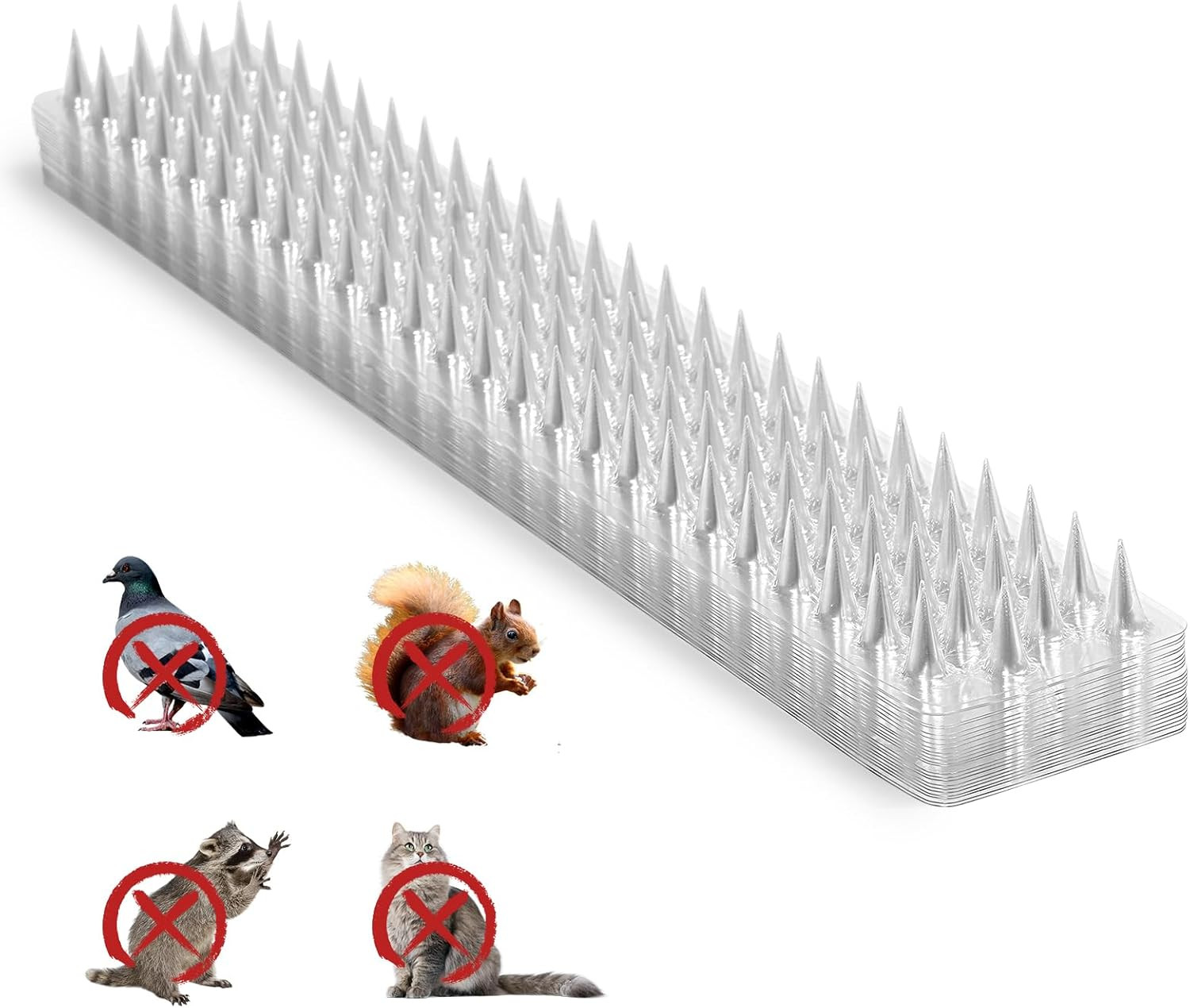 24 Pack Clear Transparent PVC Bird Spike Strips for outside Fences and Roofs to