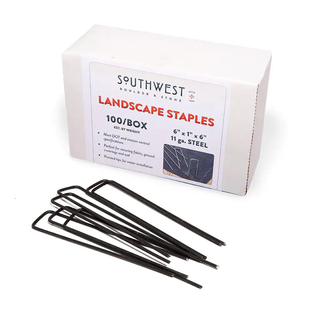 100-Pack – 6 In. Heavy Duty Steel Garden Staples for Weed Barrier Landscape Fabr