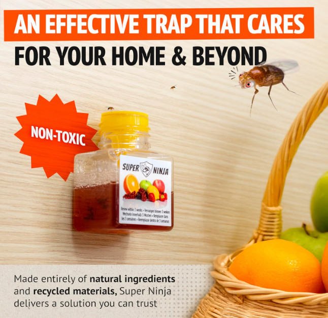 Super Ninja Fruit Fly Traps for Indoors – 4 Pack, Highly Effective Fruit Fly Cat