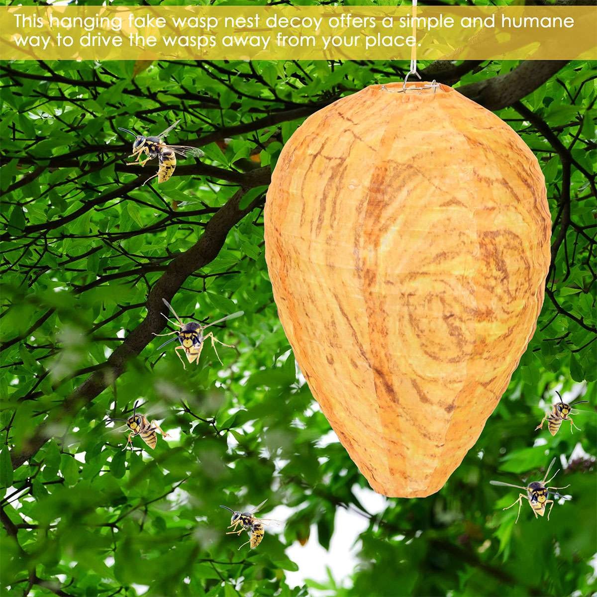 LOT Fake Hornet Nest Decoy Hanging Safe Wasp & Carpenter Bee Repellent Outdoor
