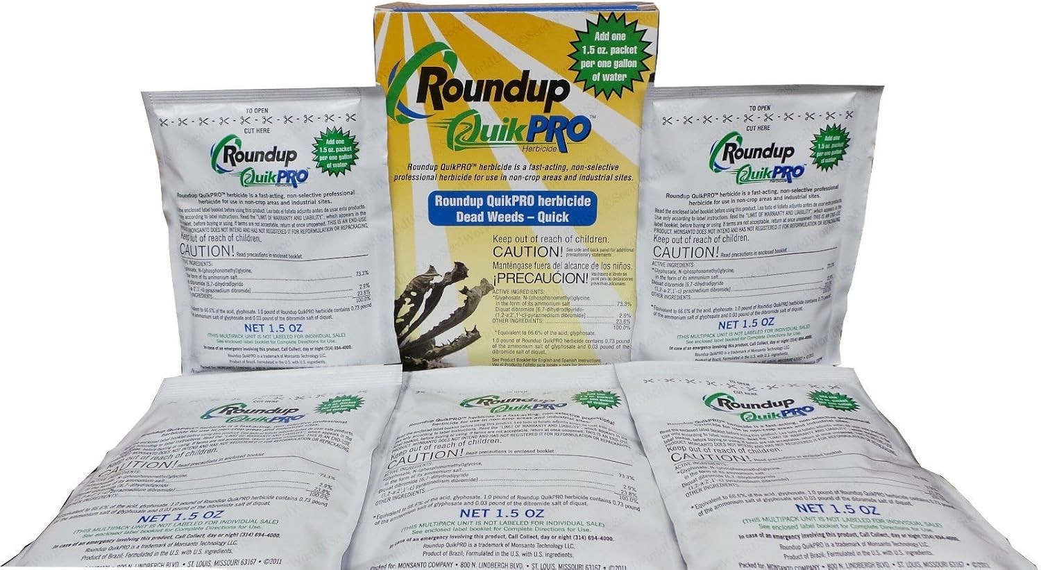 Roundup QuikPro Weed Killer HERBICIDE 73.3% QuickPro 10 x 1.5 oz Total 10 Gallon