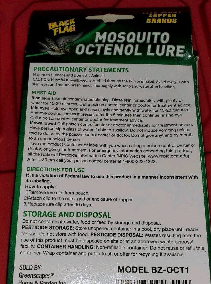 BLACK FLAG MOSQUITO OCTENOL LURE – BZ-OCT1 – FITZ MOST ZAPPER BRANDS FREE SHIPPN