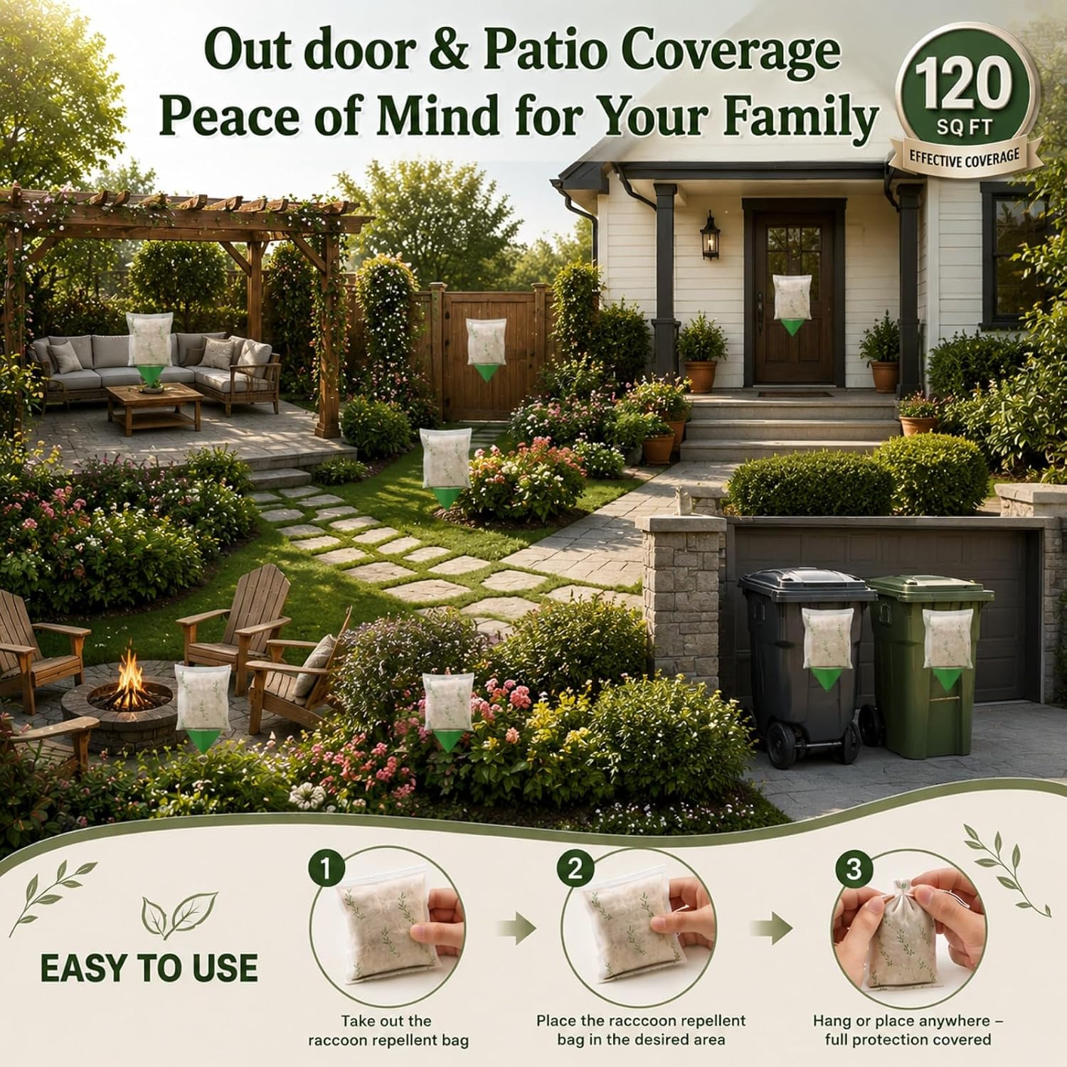 10PK Raccoon Repellent Granules Outdoor Safe Yard Trash Can Garden