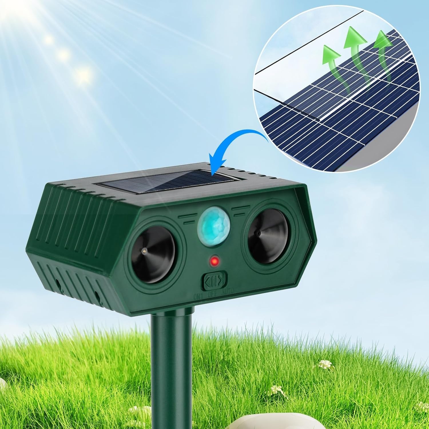 4 Pack Solar Ultrasonic Animal Repellent Dog Cat Skunk Deer Raccoon For Garden