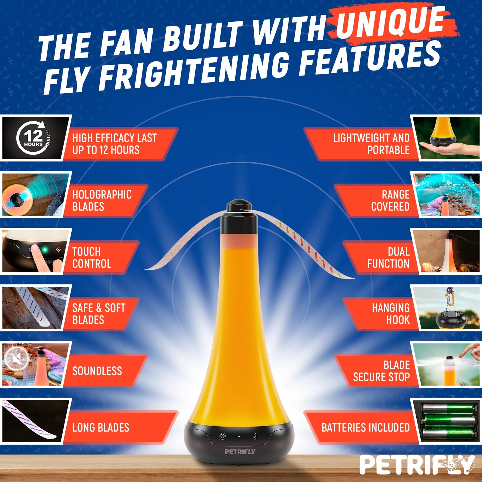 PETRI Fly Fans for Tables 2pk with Anti Bug Light – Food 2 count (Pack of 2)