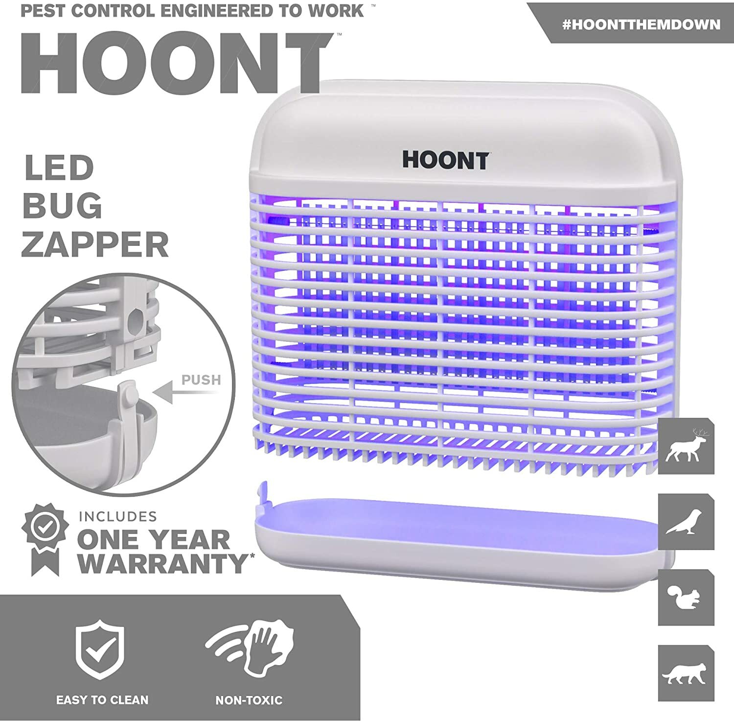HOONT Powerful Indoor LED Bug -Mosquito,Flies, Gnats, Fruit Flies, Wasps Zapper