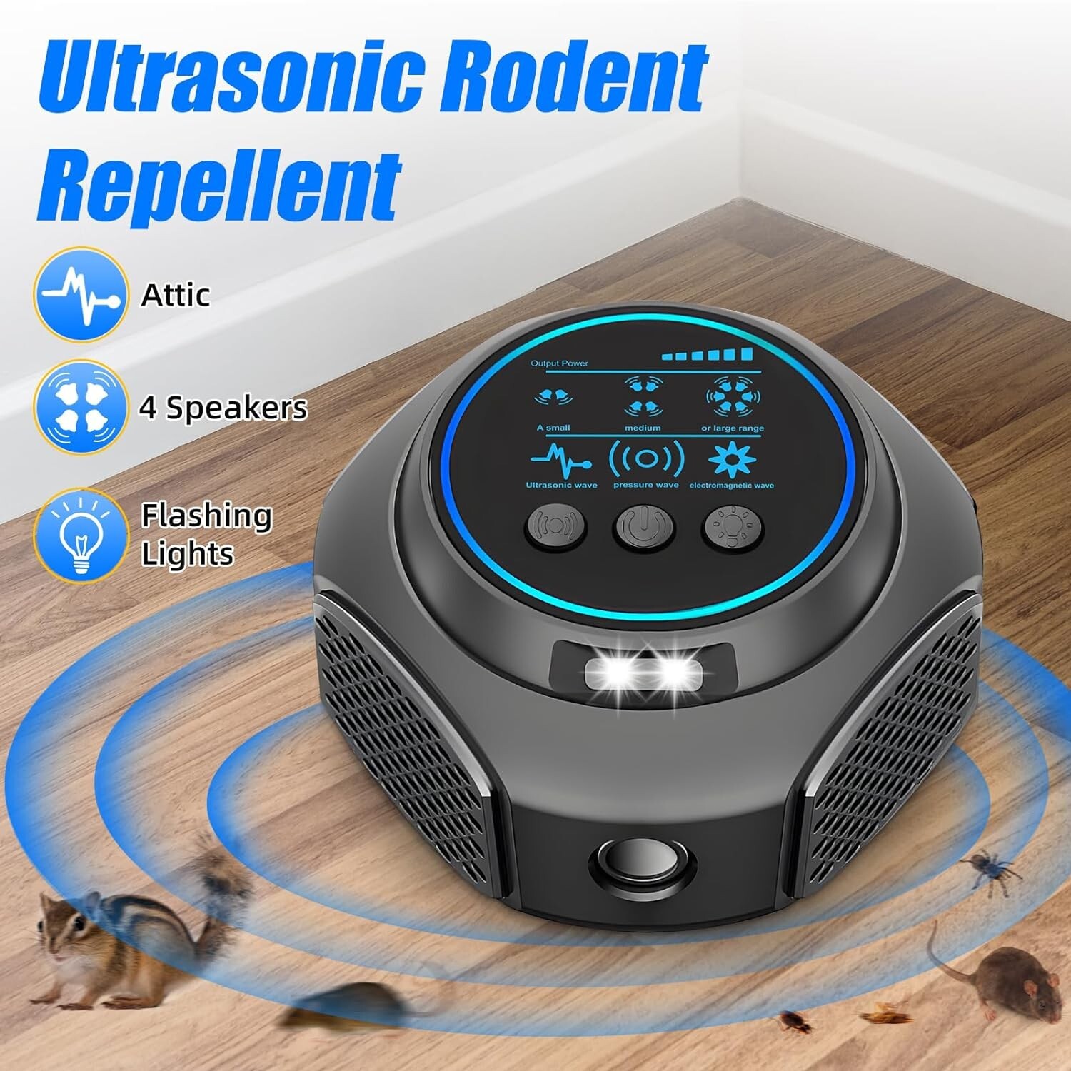 4-in-1 Ultrasonic Rodent Repellent Pest Repeller Mouse Blocker Rat Deterrent