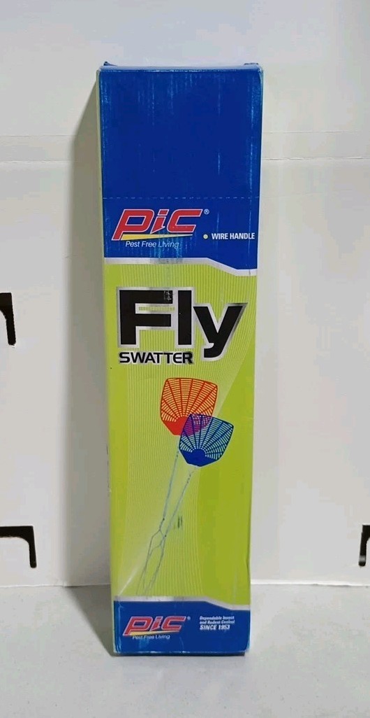 Pack Of 24 PIC Plastic Assorted Colors Metal Handle Fly Swatters