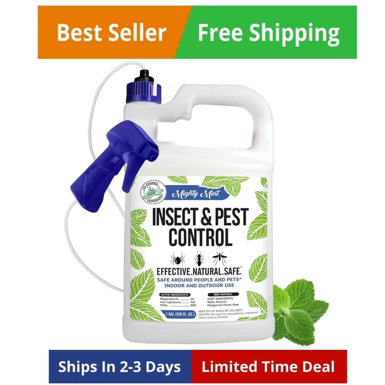 Gallon 128 oz Insect and Pest Repellent Peppermint Oil – Natural Spray for Sp…