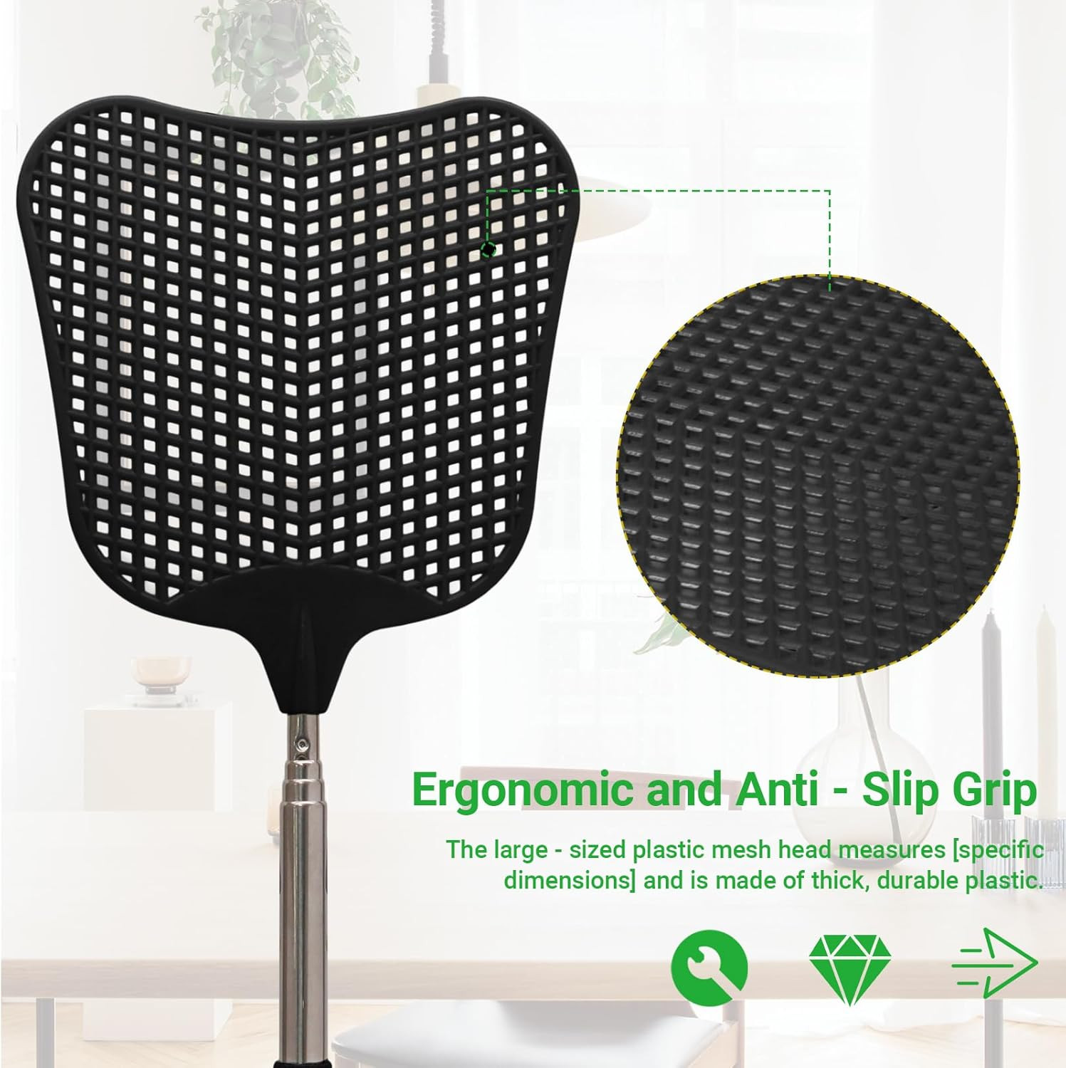 2 Pack Telescopic Fly Swatter, Plastic Fly Swatter Heavy Duty Set, Manual Flyswa