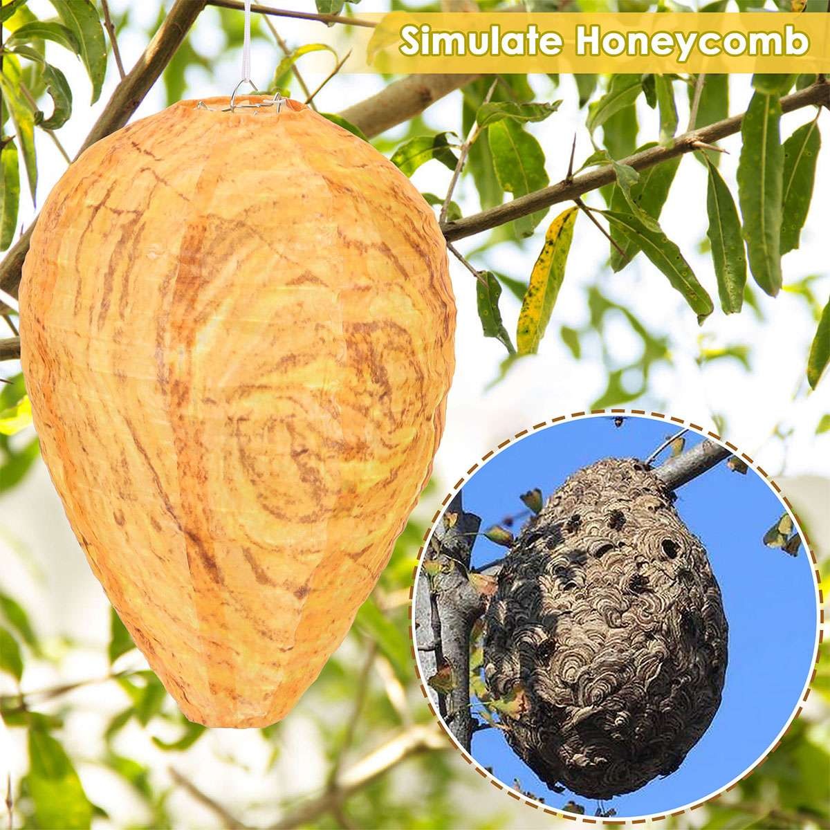 LOT Fake Hornet Nest Decoy Hanging Safe Wasp & Carpenter Bee Repellent Outdoor