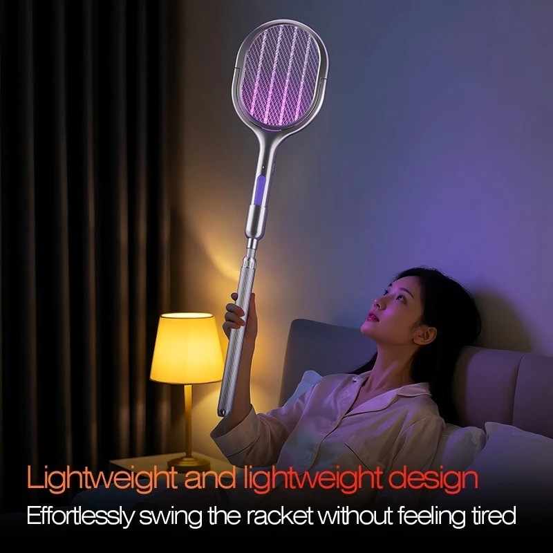 6-in-1 Electric Fly Swatter Bug Zapper Mosquito Racket with Extendable Handle US