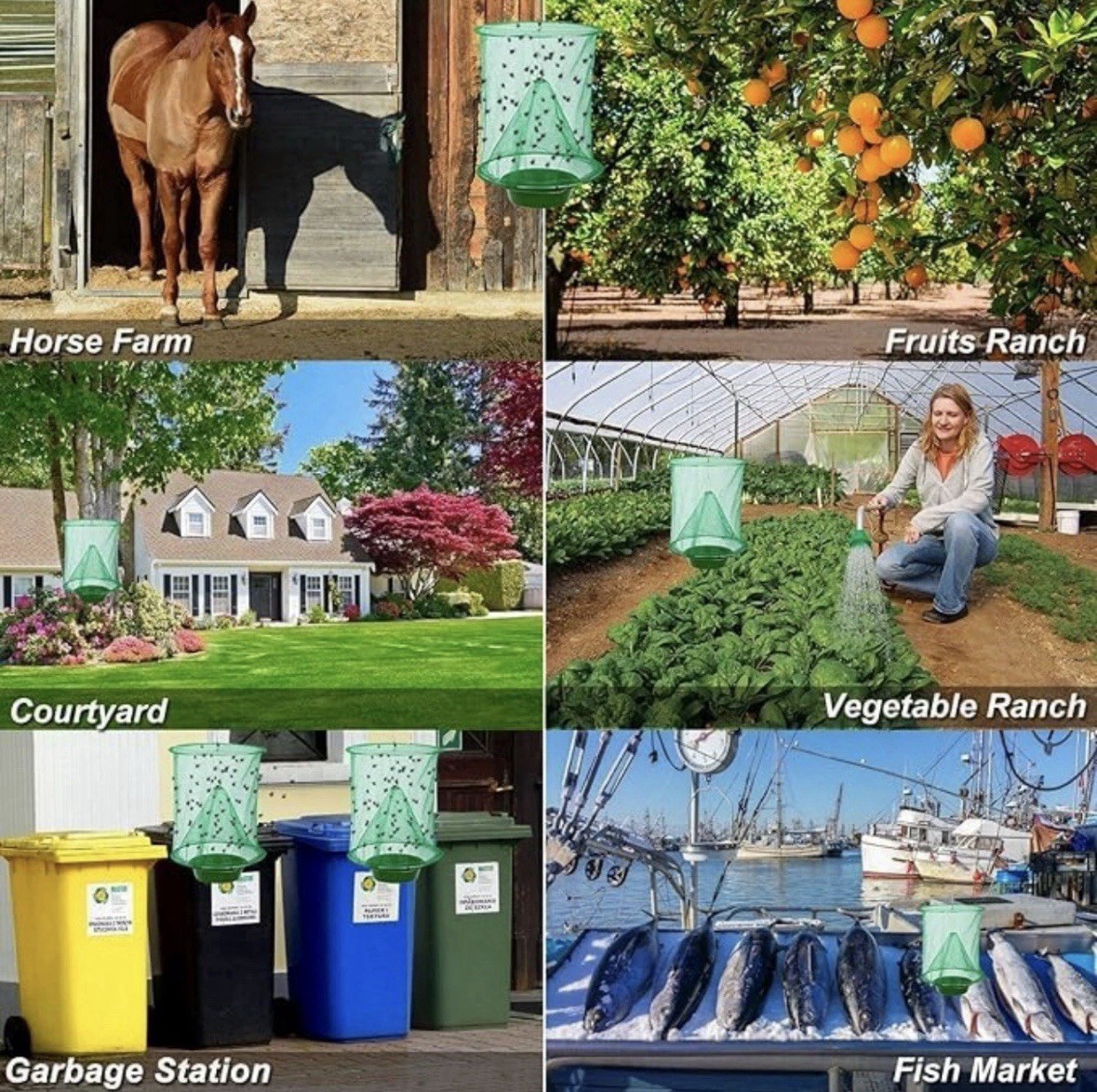 8 Pack Ranch Fly Traps Outdoor Hanging Fly Trap Reusable Stable Fly Catcher Bag