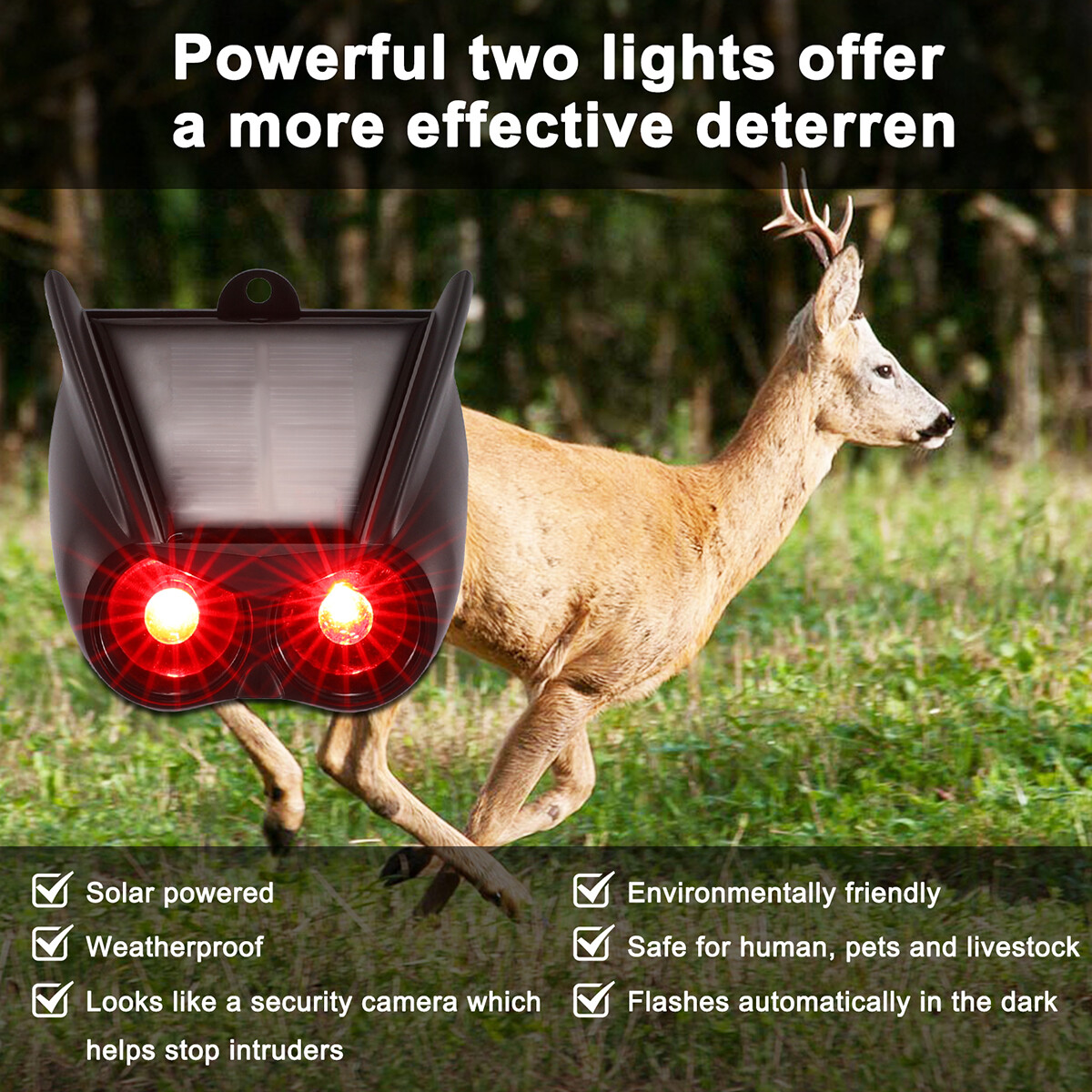 Solar Motion Sensor Alarm Emits Loud Dog Barking & Gunshot Sounds up to 130db