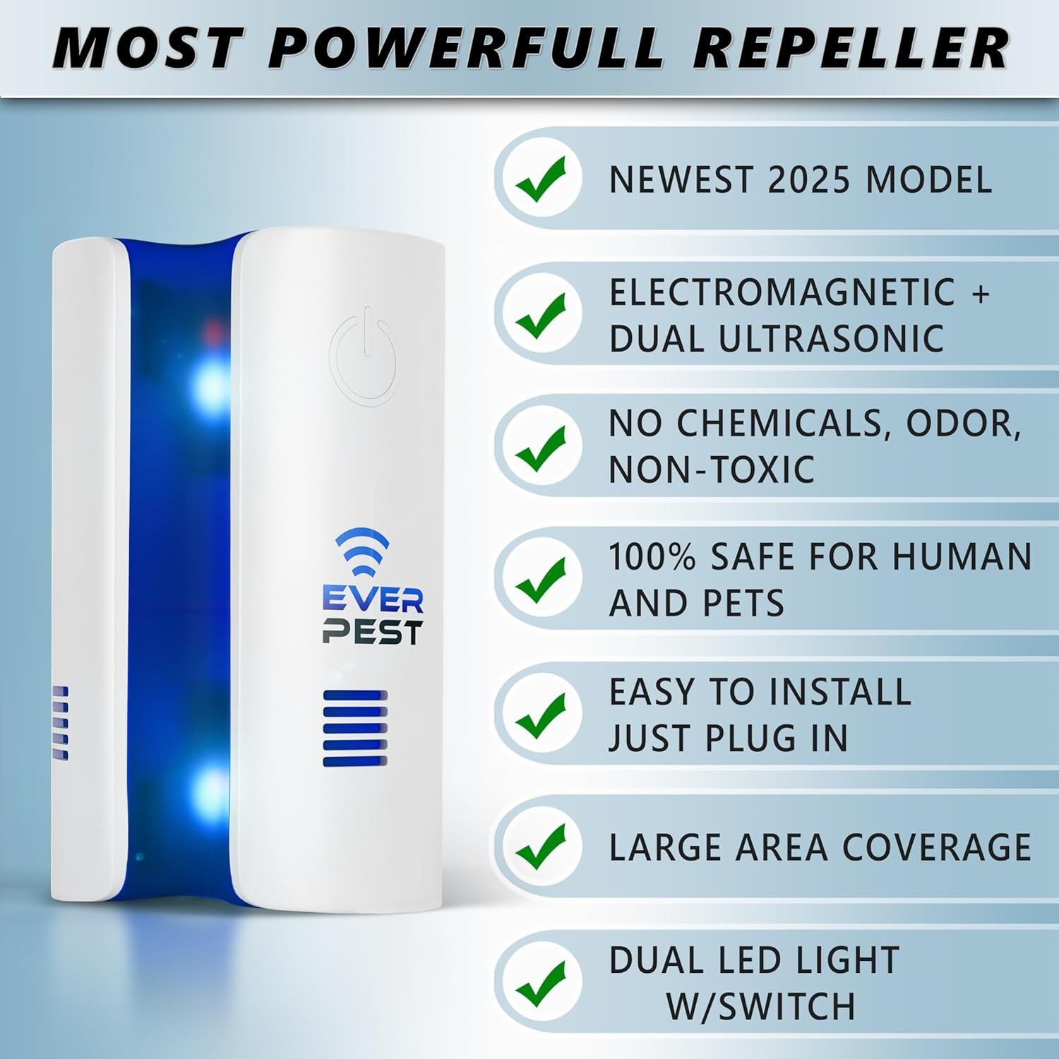 Ultrasonic Pest Control Repeller Plug in – Electronic Insect Defender – Roach Be