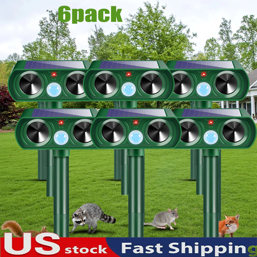 6 Pack Ultrasonic Animal Repellent Outdoor Deer Repellent Device Animal Repeller