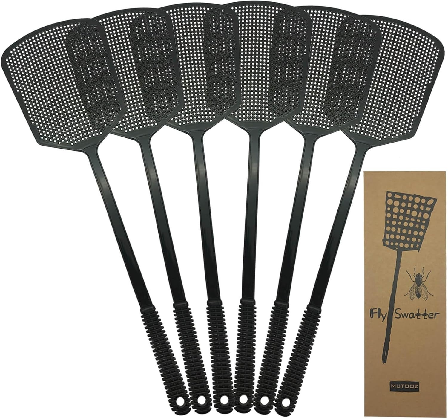 6 Pack Heavy Duty Fly Swatters – Large Plastic Manual Bug Killer – Long Handle
