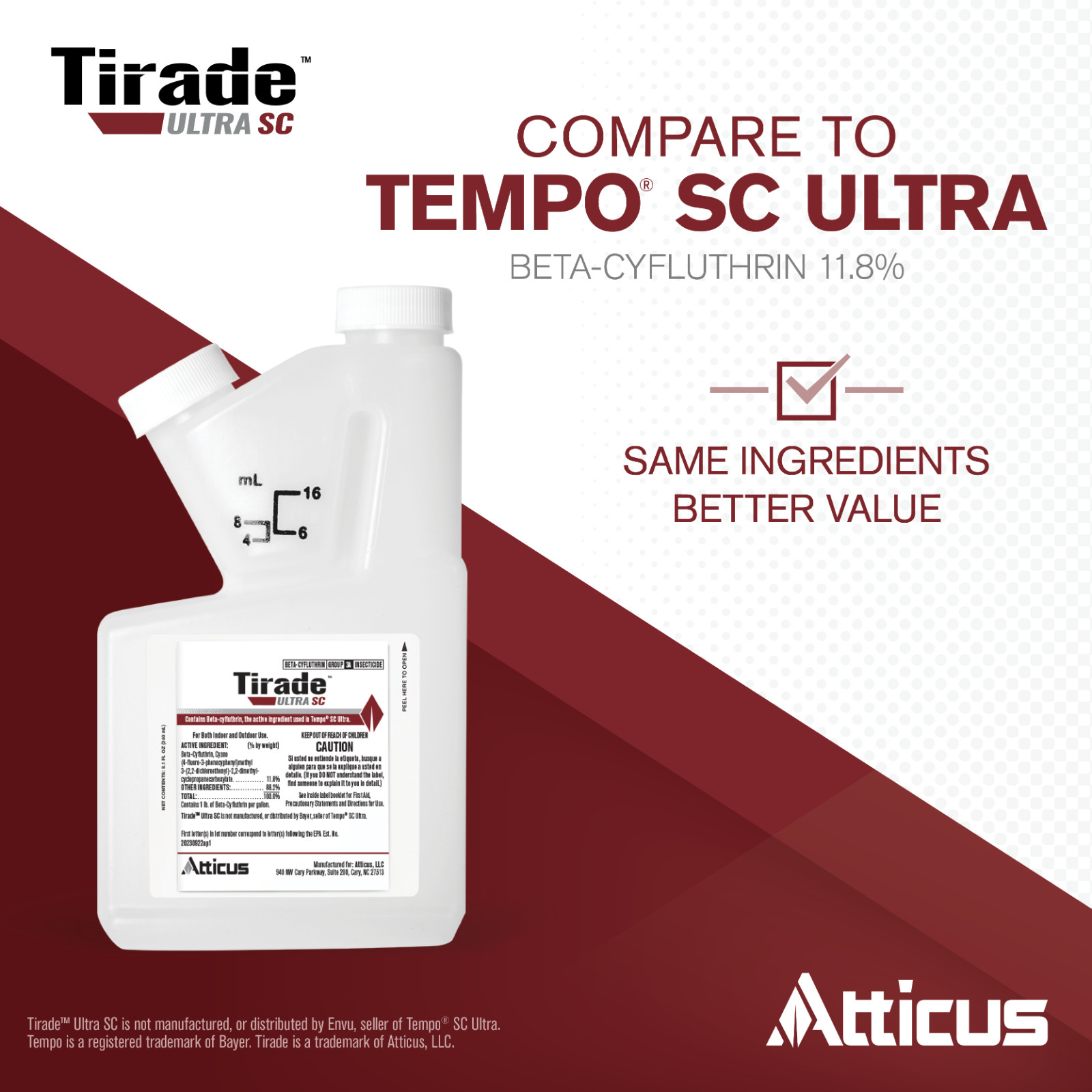 Tirade Ultra SC Insecticide (240 ml) – Compare to Tempo SC Ultra – Pest Control