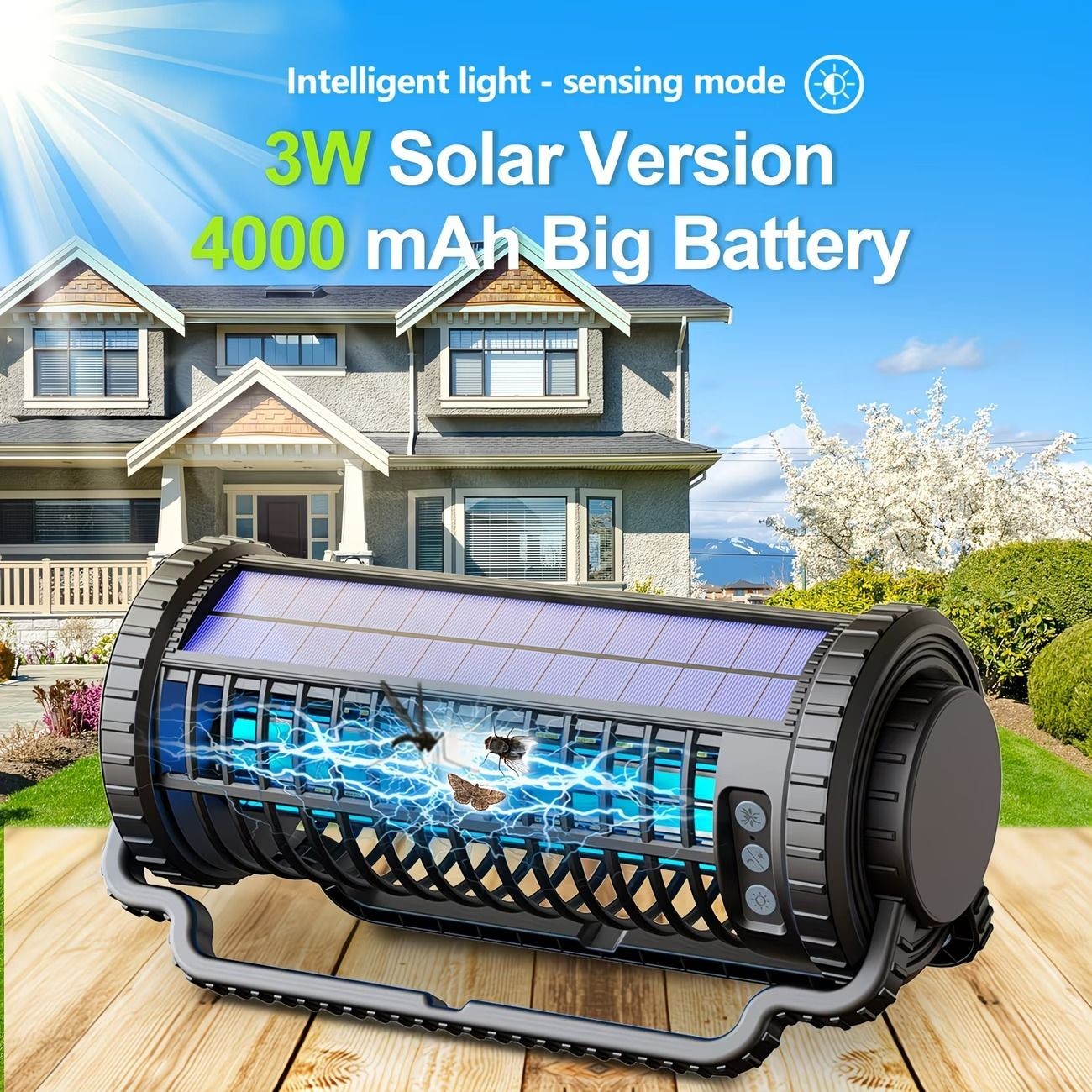 Powerful Outdoor Solar Bug Zapper with Long-lasting 4000mAh Battery
