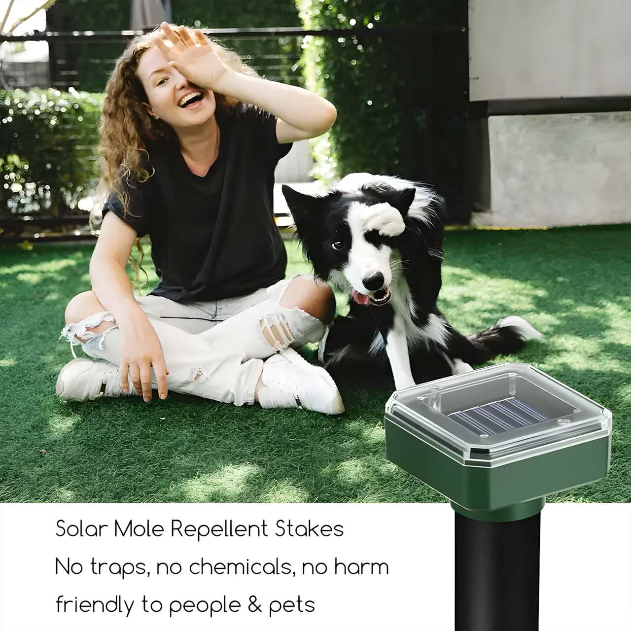 1 Pcs Mole Repellent Ultrasonic Solar Powered Animal Repellent for Outdoor Lawn