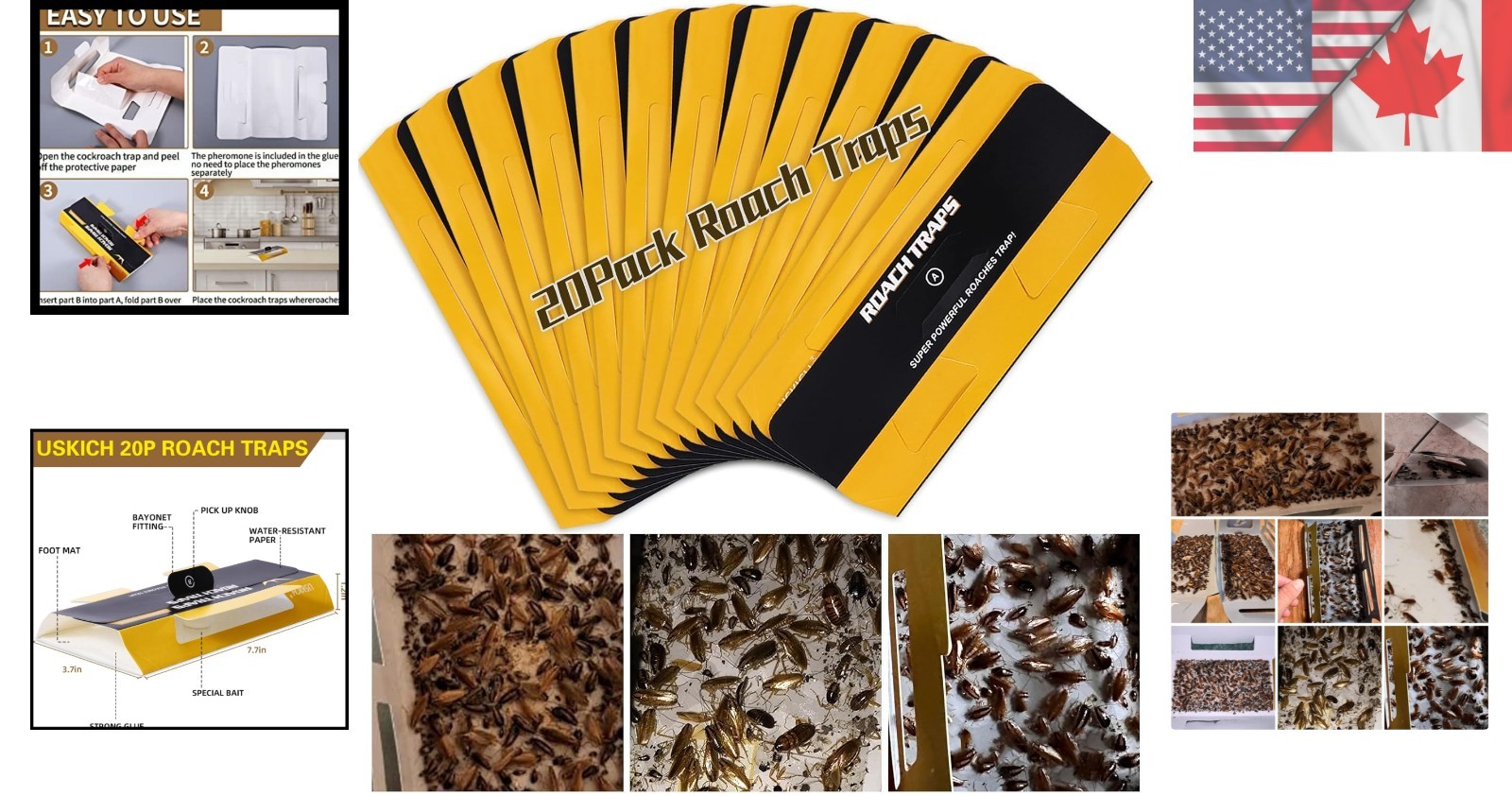 Effective 20 Pack Roach Traps – Safe Indoor Pest Control for Families & Pets