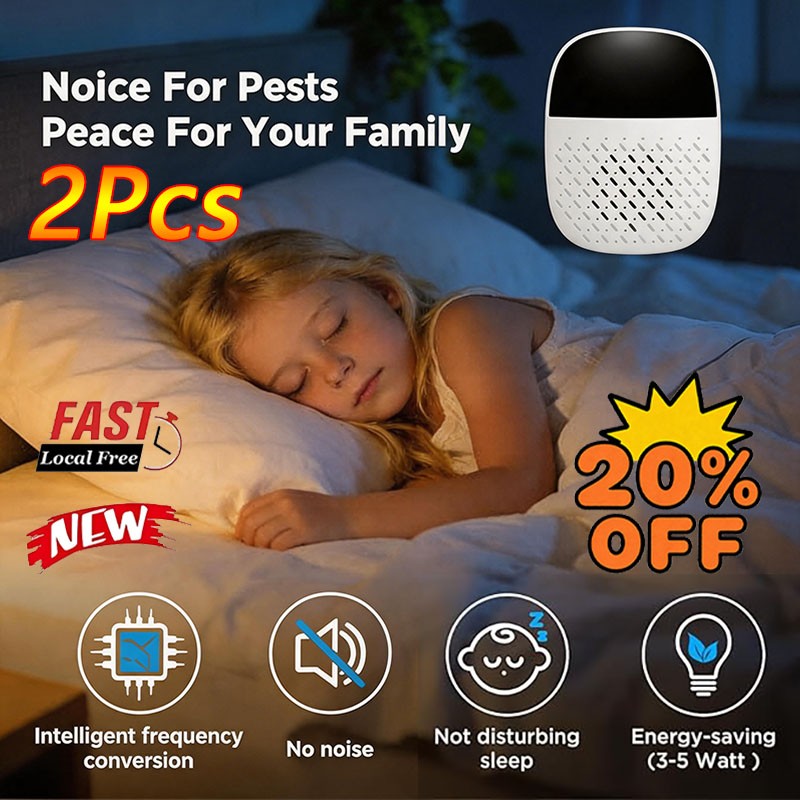 2Pcs Ultrasonic Repeller Plug In Electronic Mouse Roach Rodent Repellent Home US