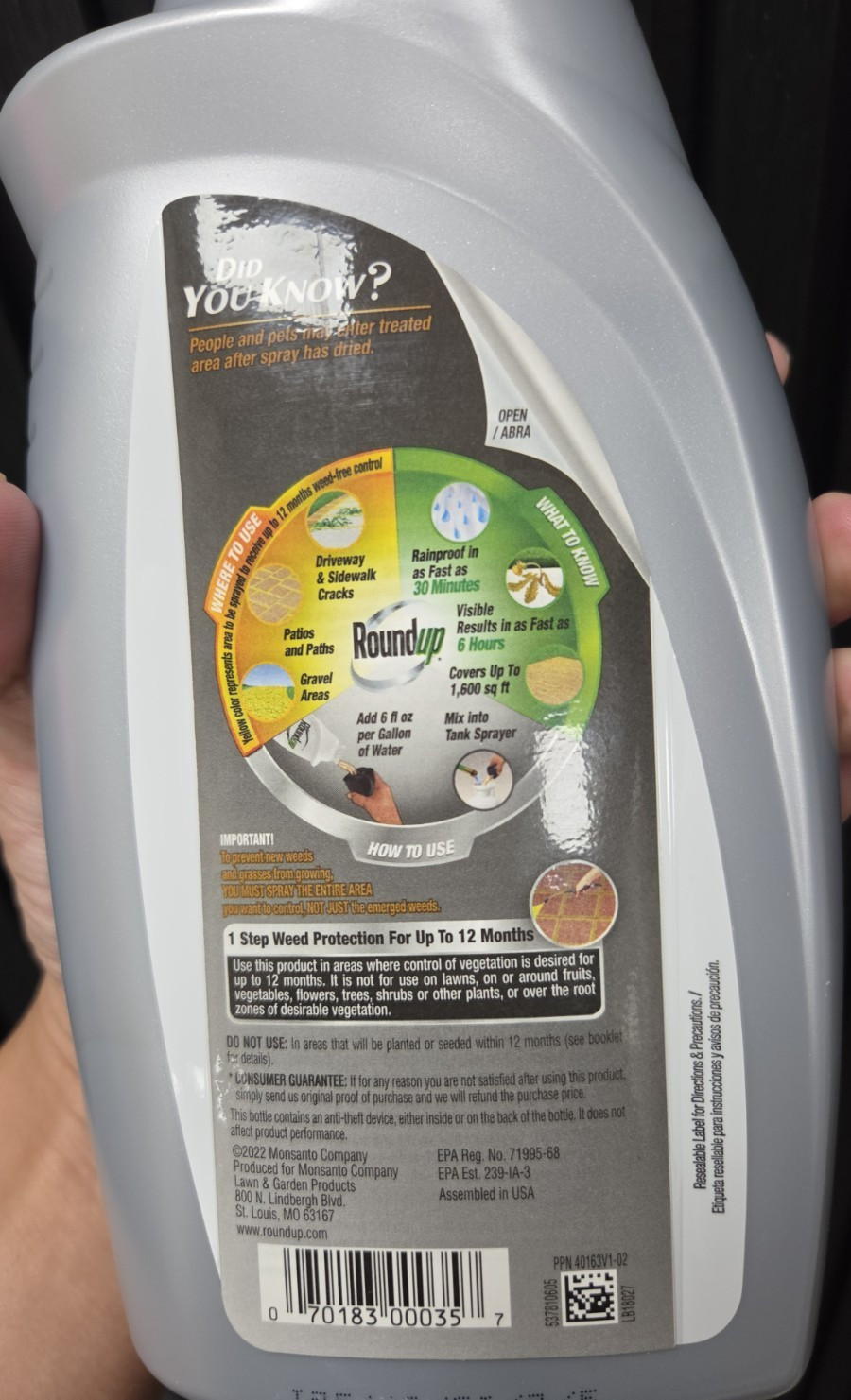 Roundup Dual Action 365 Weed/Grass Killer Concentrate Plus 12-Mo Prevent, 32oz