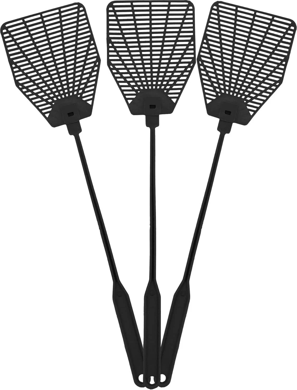 Rubber Fly Swatter Long Fly Swatter Pack Fly Swatter Heavy Duty (3 Pack) (Blac