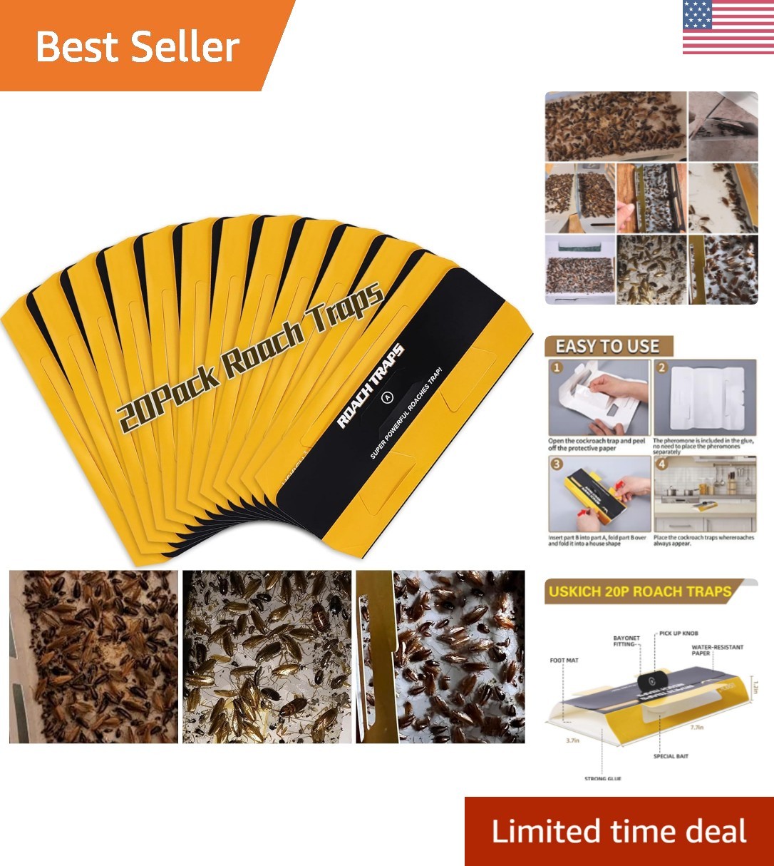 Versatile Indoor Roach Traps – 20 Pack with Eco-Friendly Glue Technology