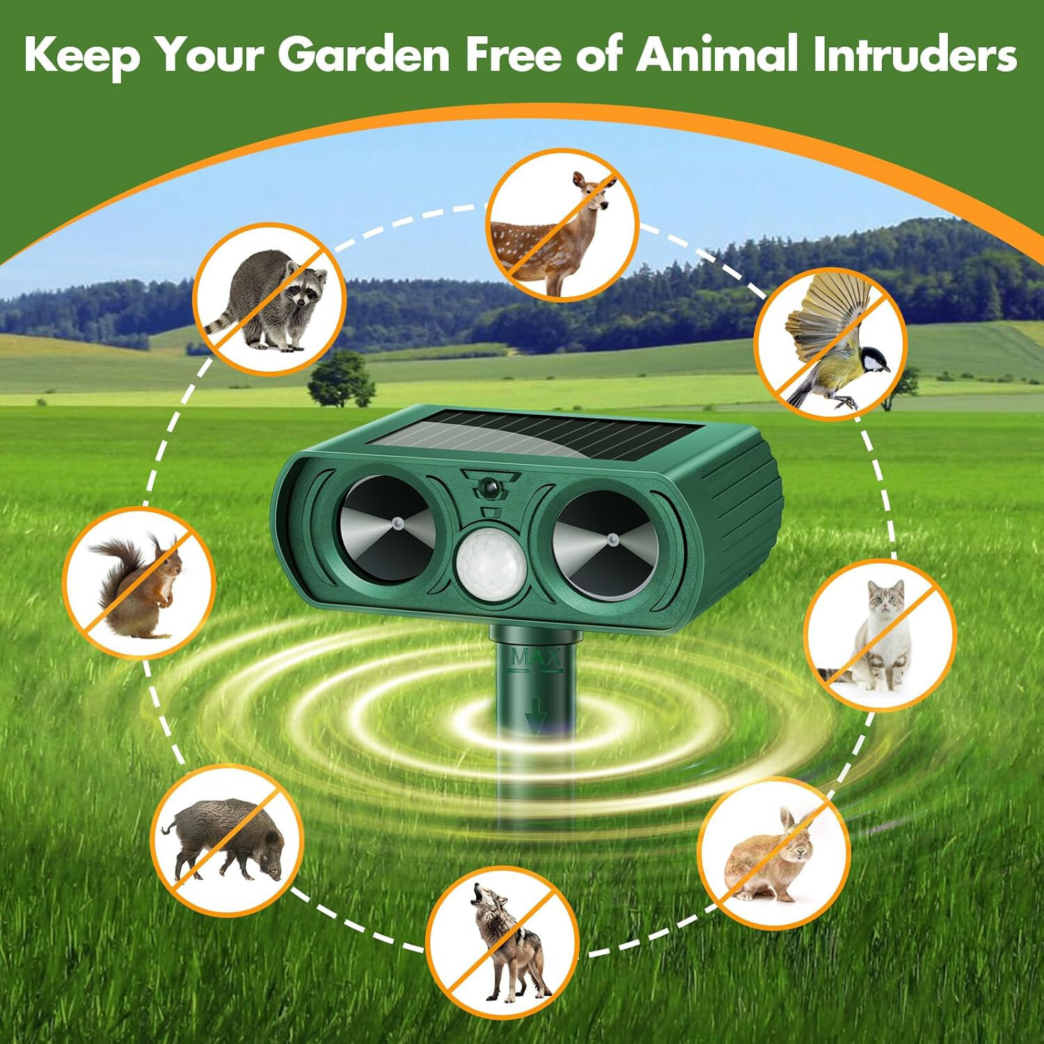 2/4 Pcs Animal Repeller Ultrasonic Solar Power Outdoor Pest Cat Mice Deer Sensor