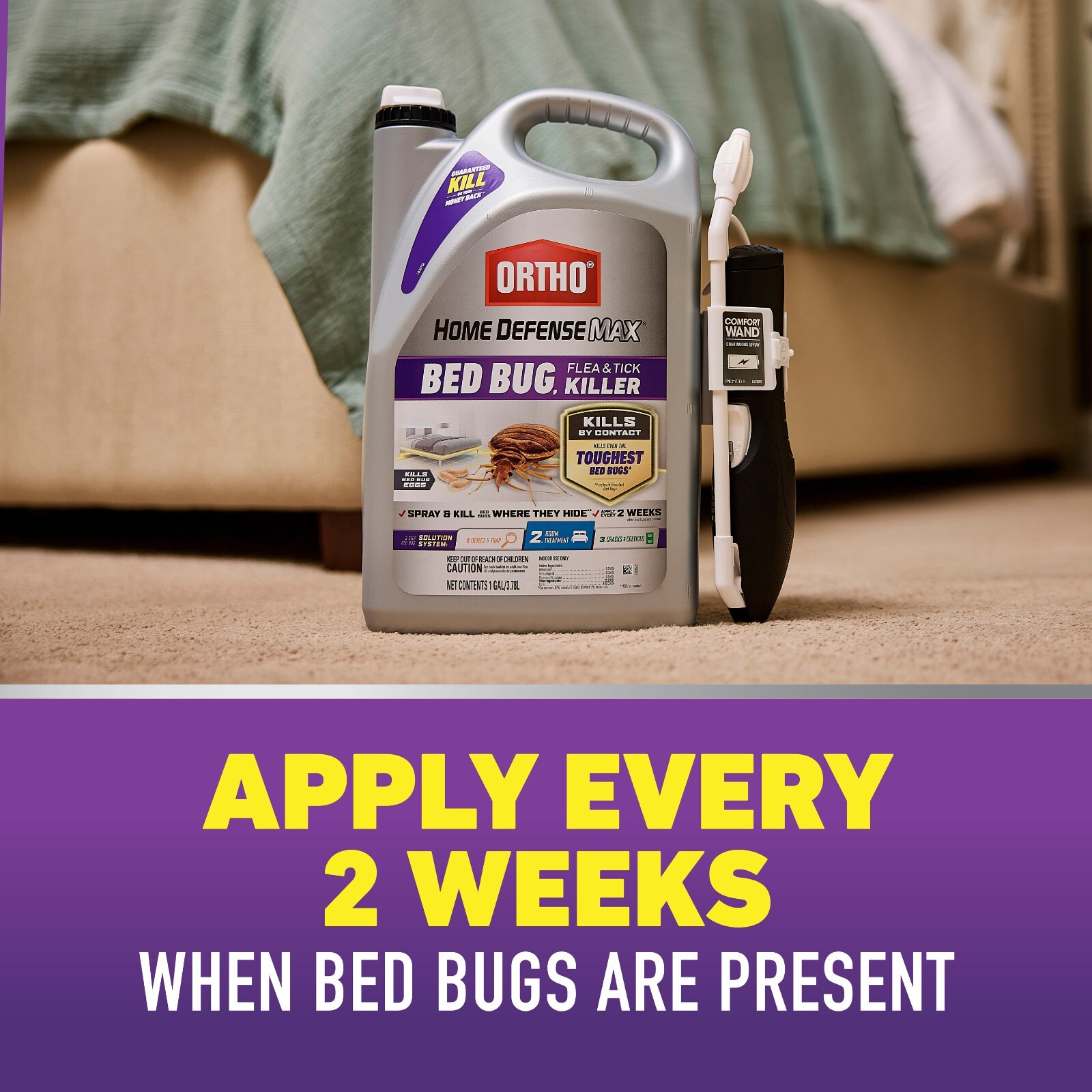 Ortho Home Defense Max Bed Bug, Flea and Tick Killer with Comfort Wand, 1 gal.