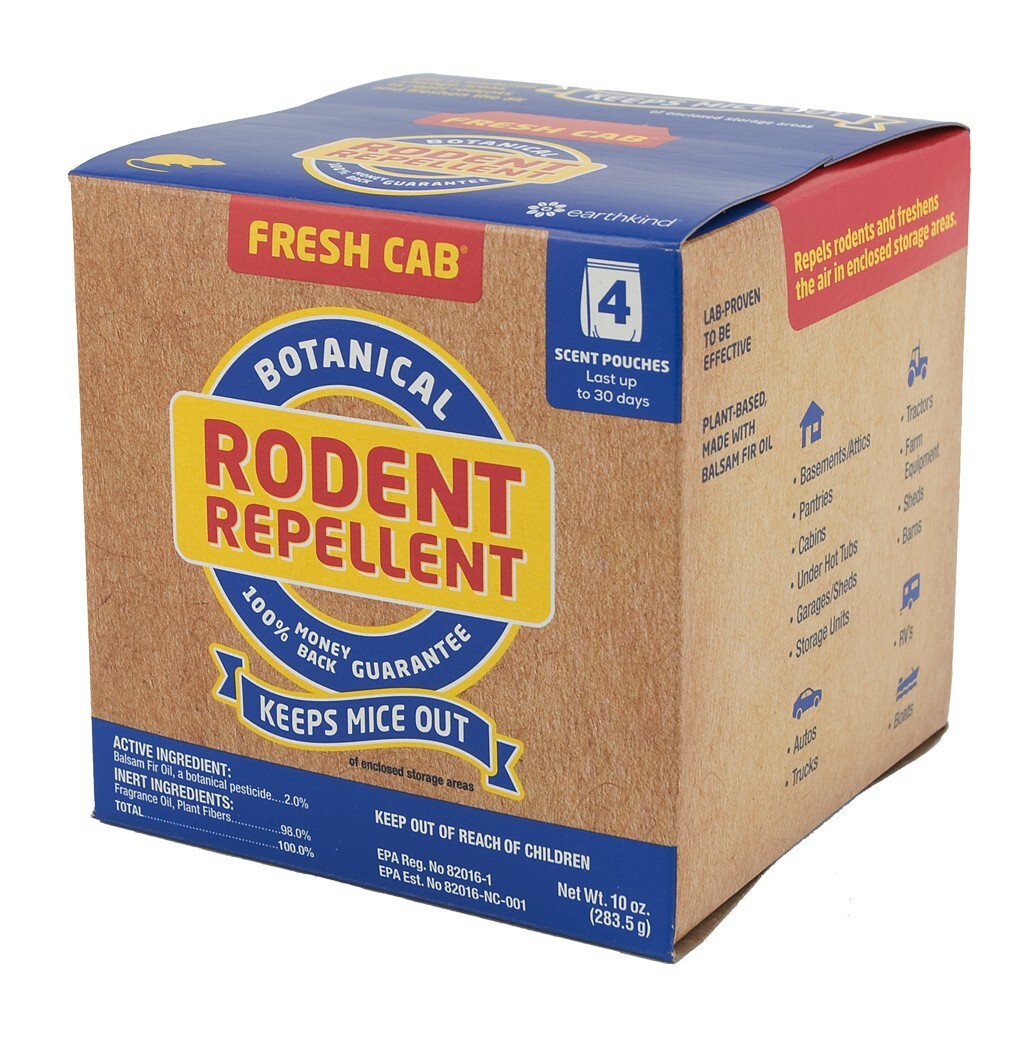(12) Fresh Cab 4 Pouch Pack Botanical Mouse Rodent Control Repellent No Chemical