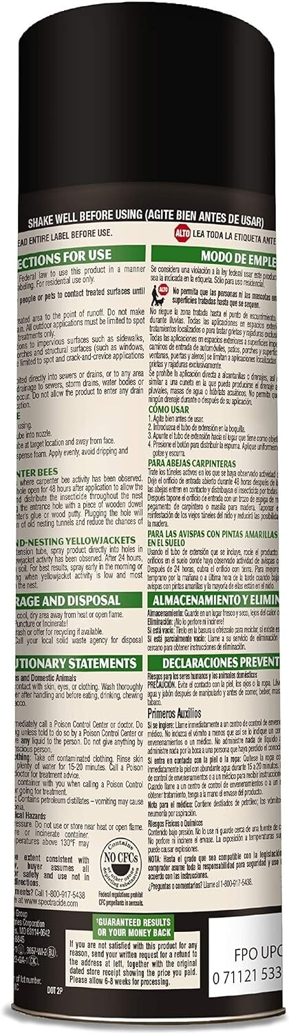 Spectracide Carpenter Bee & Nesting Yellowjacket Killer Spray 16Oz Each