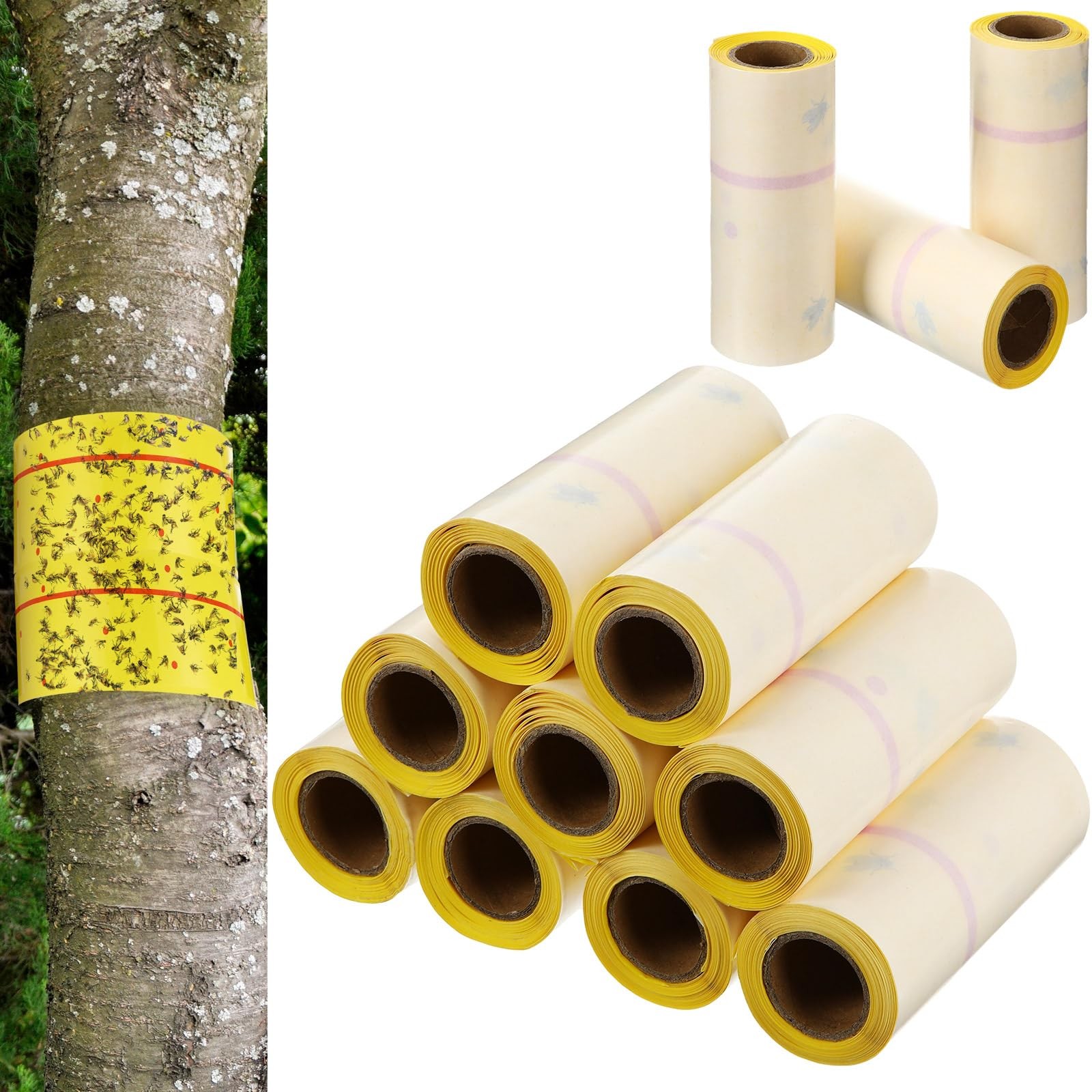 12 Rolls (30 Feet Each) Spotted Lantern Fly Tree Trap Outdoor Fruit Fly Stick…