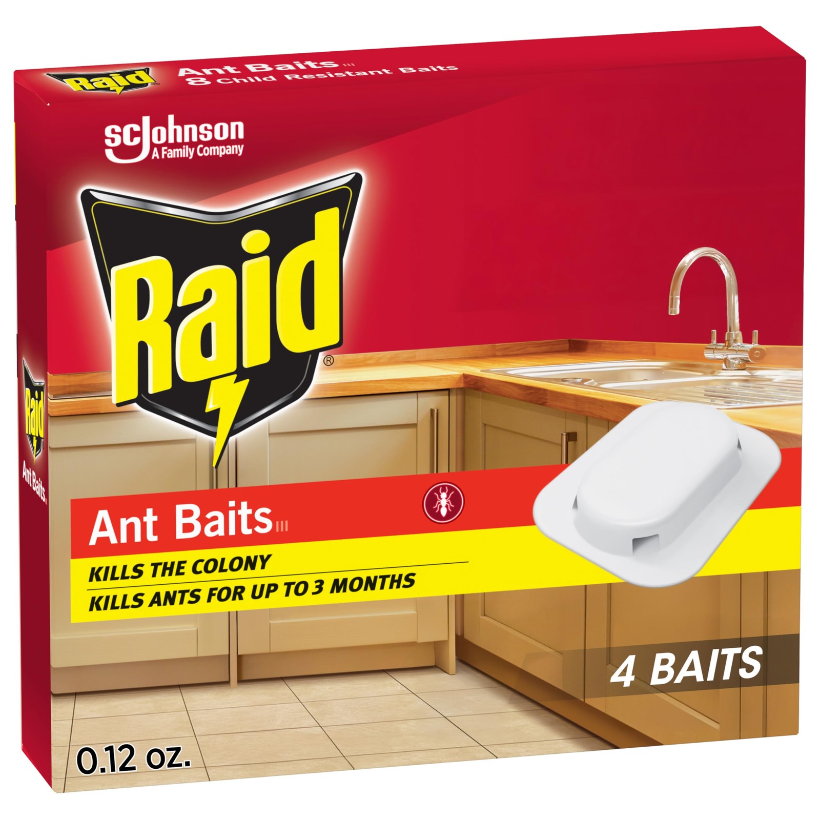 Raid Ant Killer Baits, for Household Use, Kills The Colony, 4 Count, White