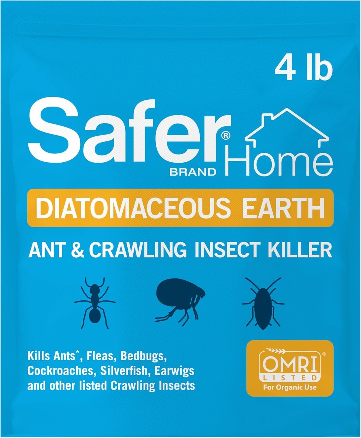 Home Diatomaceous Earth 4 lb Organic Powder for Fleas, Ants & Crawling Insects