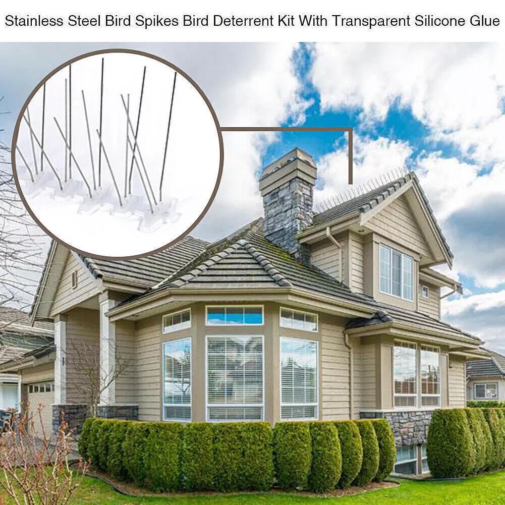 4Pcs Bird Spikes for Small Birds Pigeons Repellent 10FT (12 Strips) Fence Spike