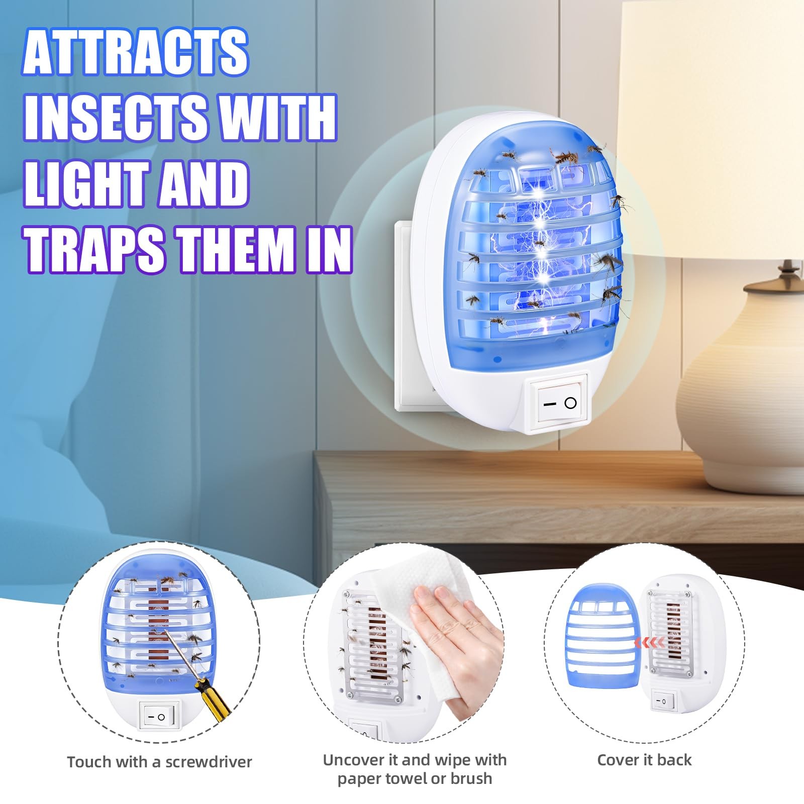 6 Pack Bug Zapper Indoor Plug in – Powerful Electric Insect Trap for Flying B…