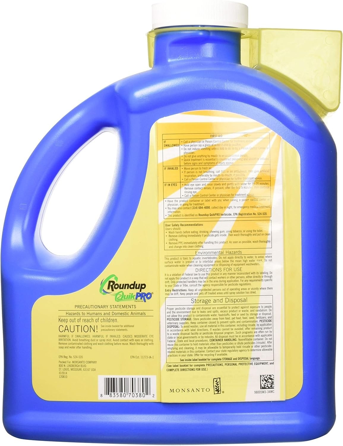 Roundup QuikPro, 6.8 lb. Jug Granules ornamental herbicide developed by Monsanto
