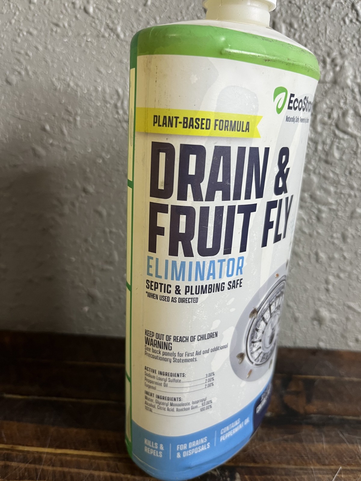 EcoStrong Drain & Fruit Fly Eliminator 32oz Plumbing Safe Peppermint Oil
