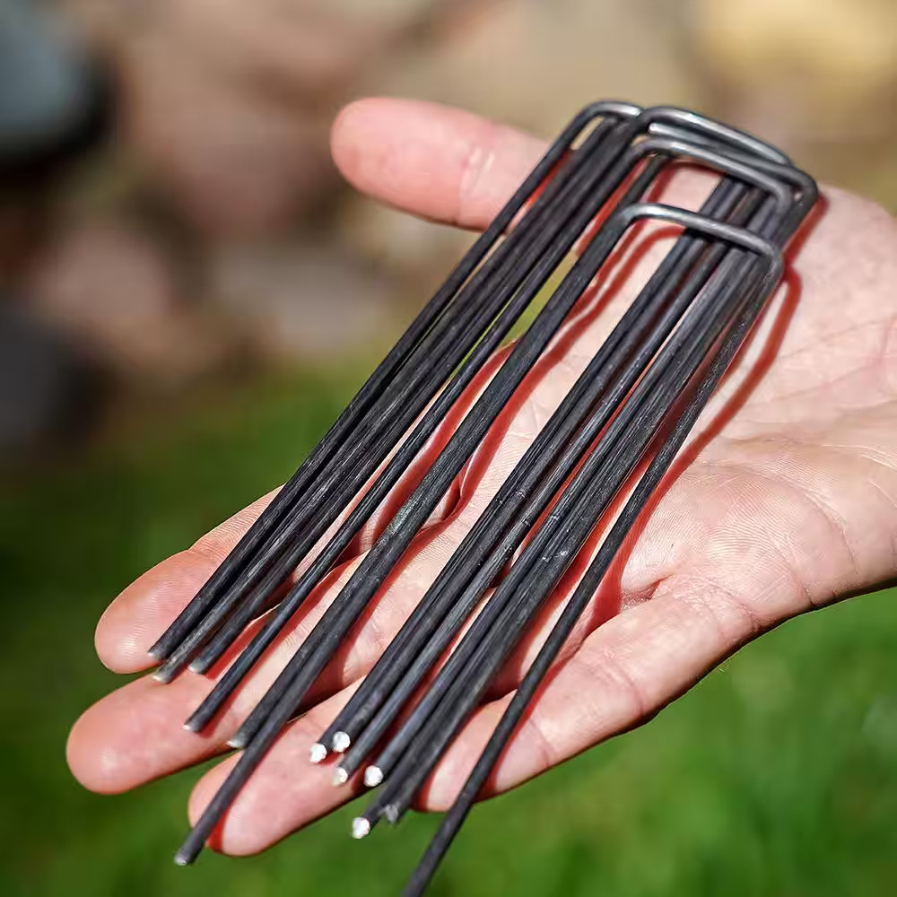 6 In. Heavy Duty Steel Garden Staples for Weed Barrier Landscape Fabric, Irrigat