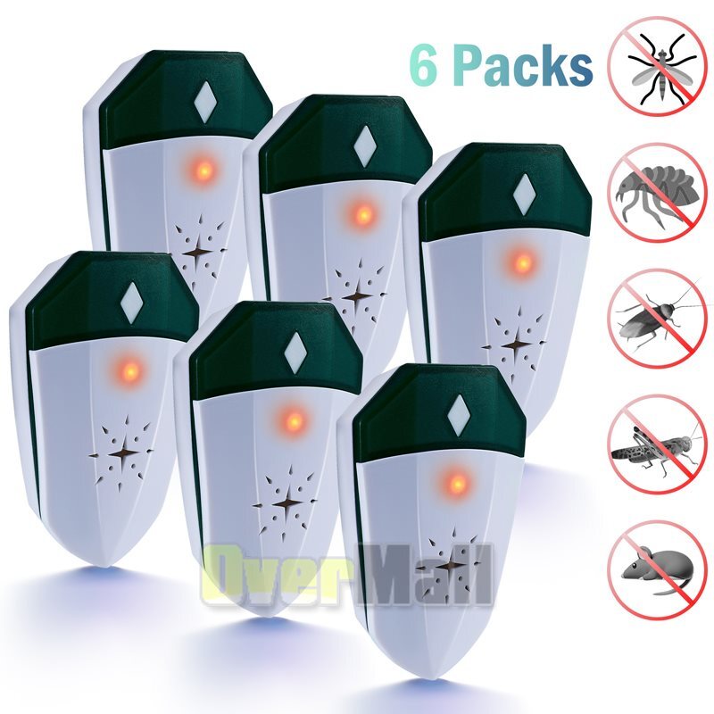 6x Electronic Pest Reject Control Ultrasonic Plug-in Repeller Bug Rat Roaches US