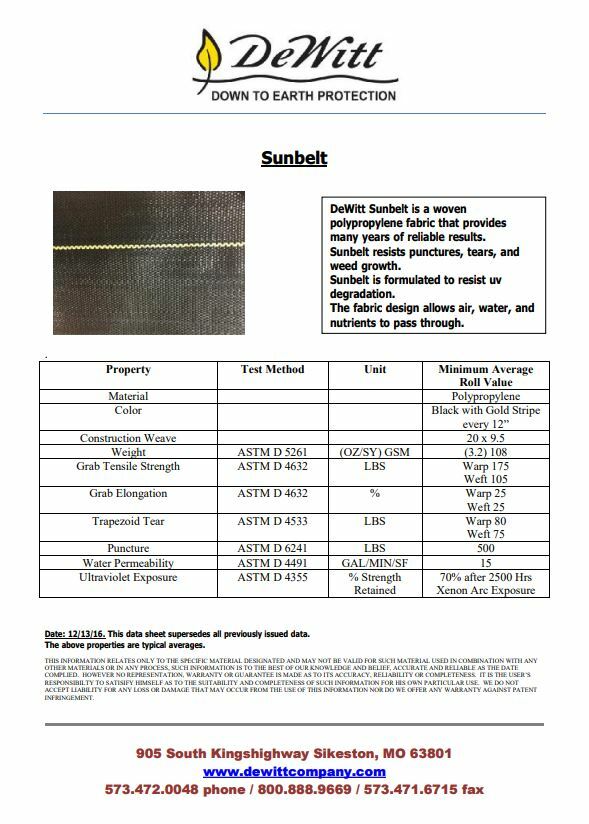 DeWitt Woven Ground Cover Landscape Fabric SUNBELT 3’x300′ 3.2 OUNCE
